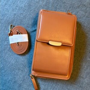 2/$15: Tan Leather Wallet with Strap